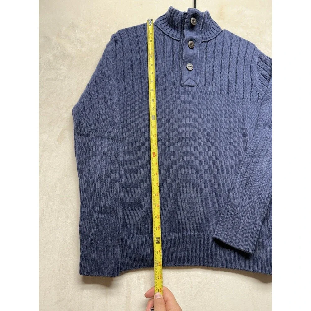 Eddie Bauer Men's M Combed Cotton Knit Henley Pullover Sweater Mock Neck Button - Picture 5 of 7